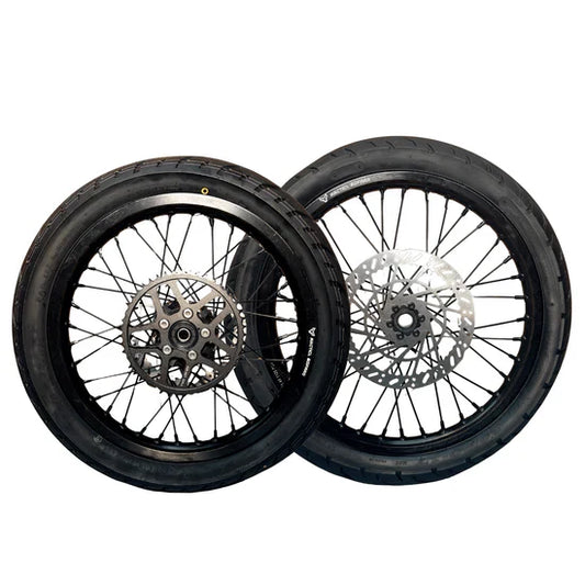 Arctic Leopard XE Pro 17" Front and 16" Rear Supermoto Wheel and Tire Set (AL XE OEM)